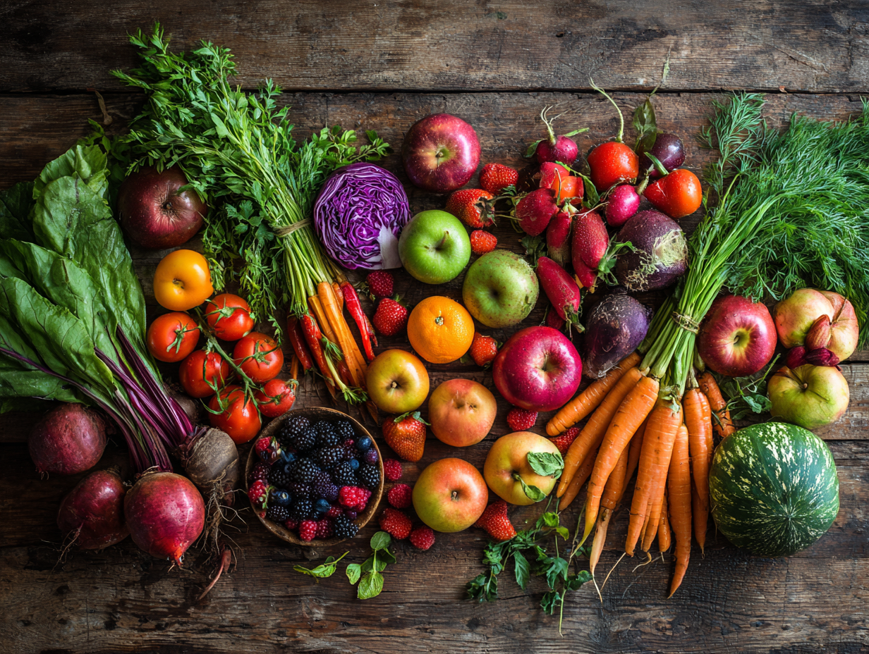 Родина готує здорову їжу разом на кухні з різними свіжими продуктами